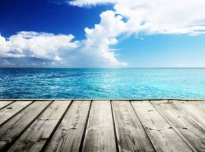 Caribbean sea and wooden platform